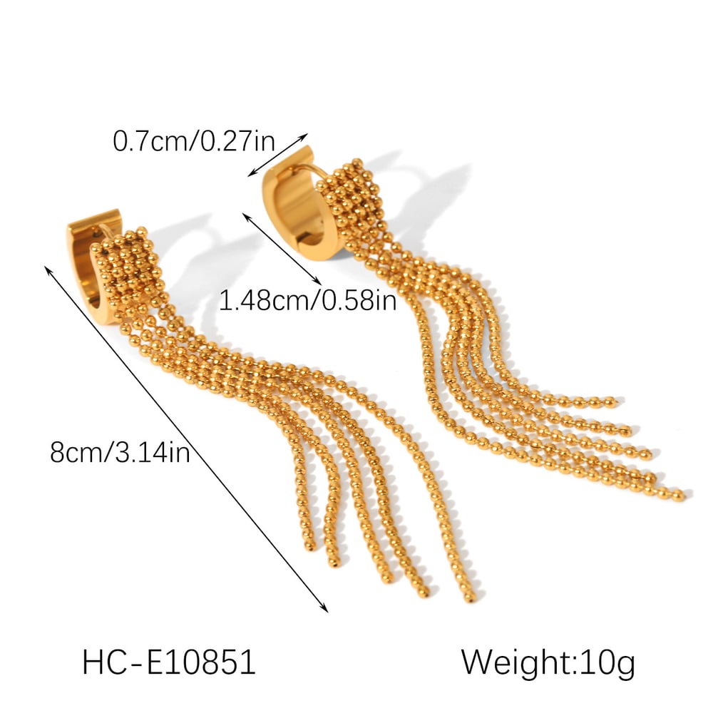 1 Pair Simple Daily Tassel Stainless Steel   Gold Color  Women's Drop Earrings h5Picture2