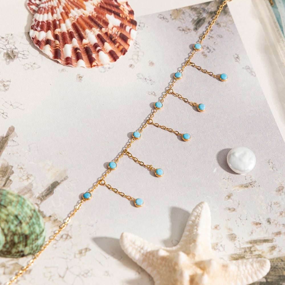 1 Piece Classic Calaite Stainless Steel Gold Color Natural Stone Women's Chain Necklaces h5Picture5