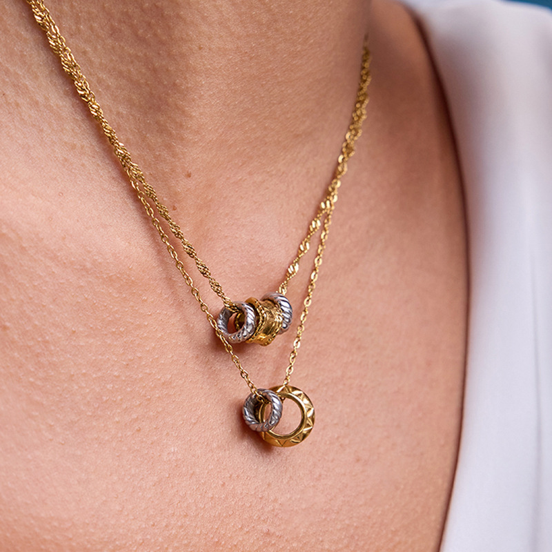 1 Piece Simple Circle Stainless Steel Gold&Silver Color Women's Pendant Necklaces h5Picture2