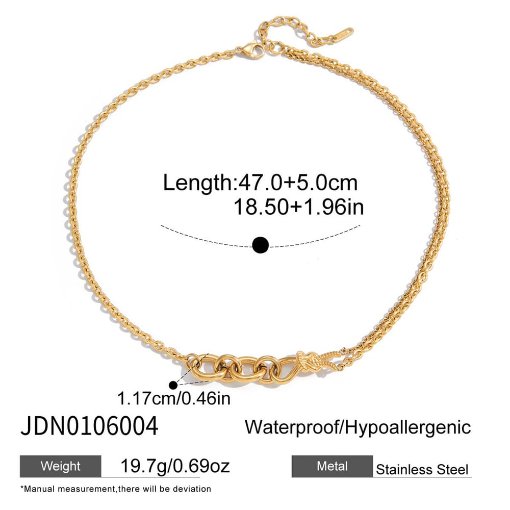 1 Piece Classic Twist Circle Stainless Steel Gold Color Women's Chain Necklaces h5Picture2