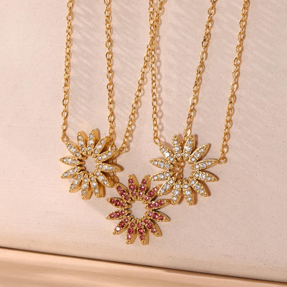 Luxuriöse Sun Edelstahl Gold Farbe Damen Schmuck Sets h5Bild6