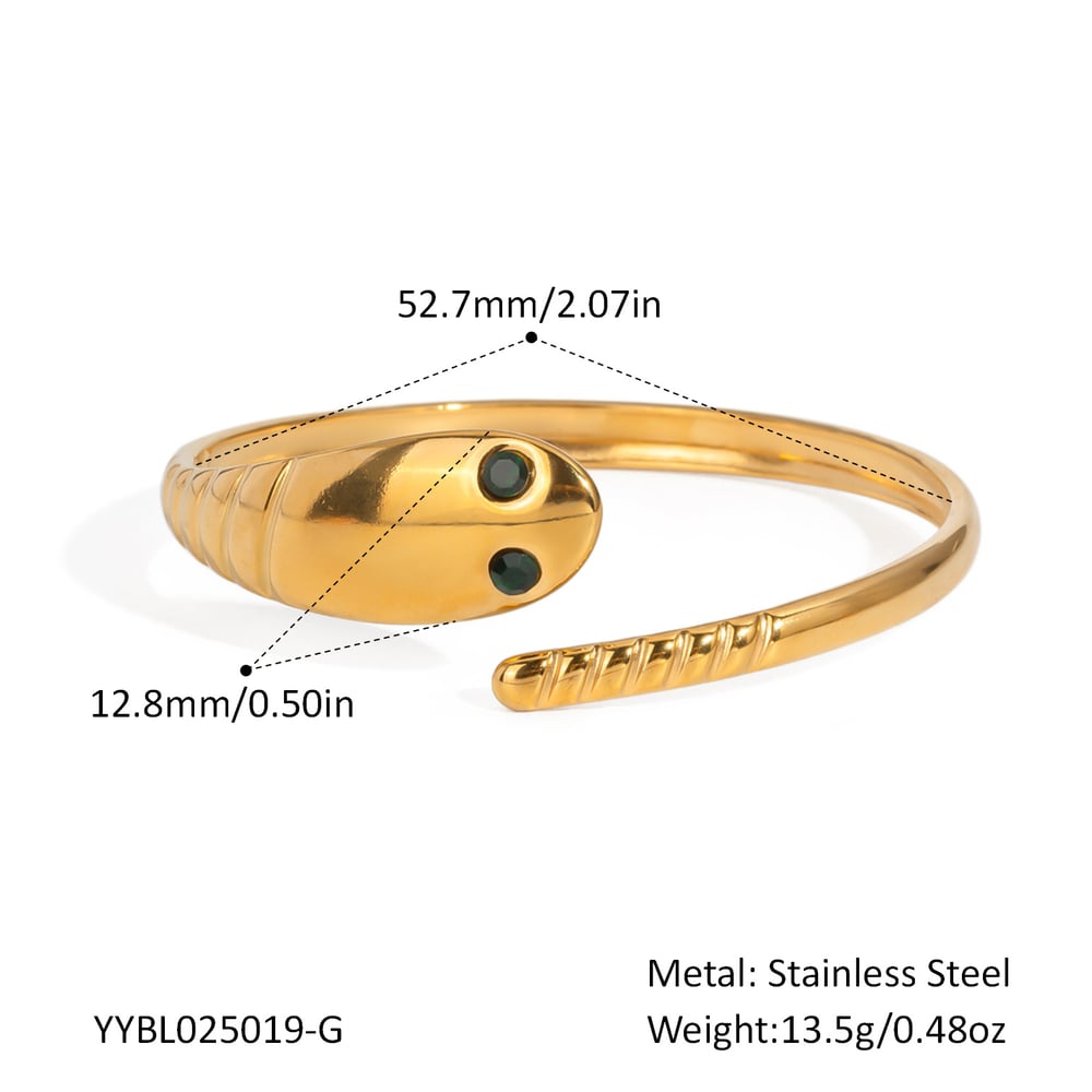 1 Piece Snake Shape Stainless Steel Gold Color Cuff Bracelet