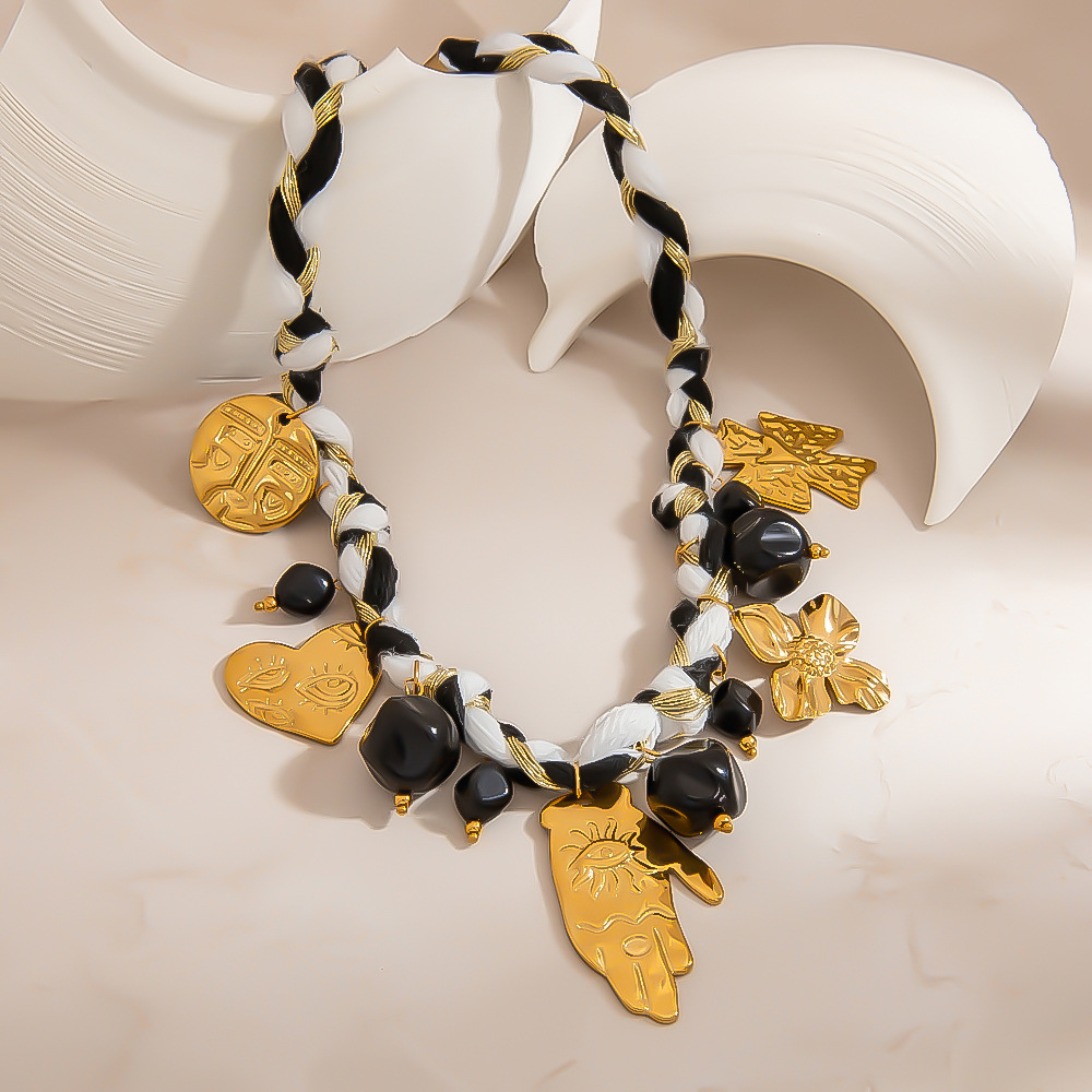 1 Piece Luxurious Simple Irregular Shape Patchwork Braided Rope  Women's Pendant Necklaces Picture4