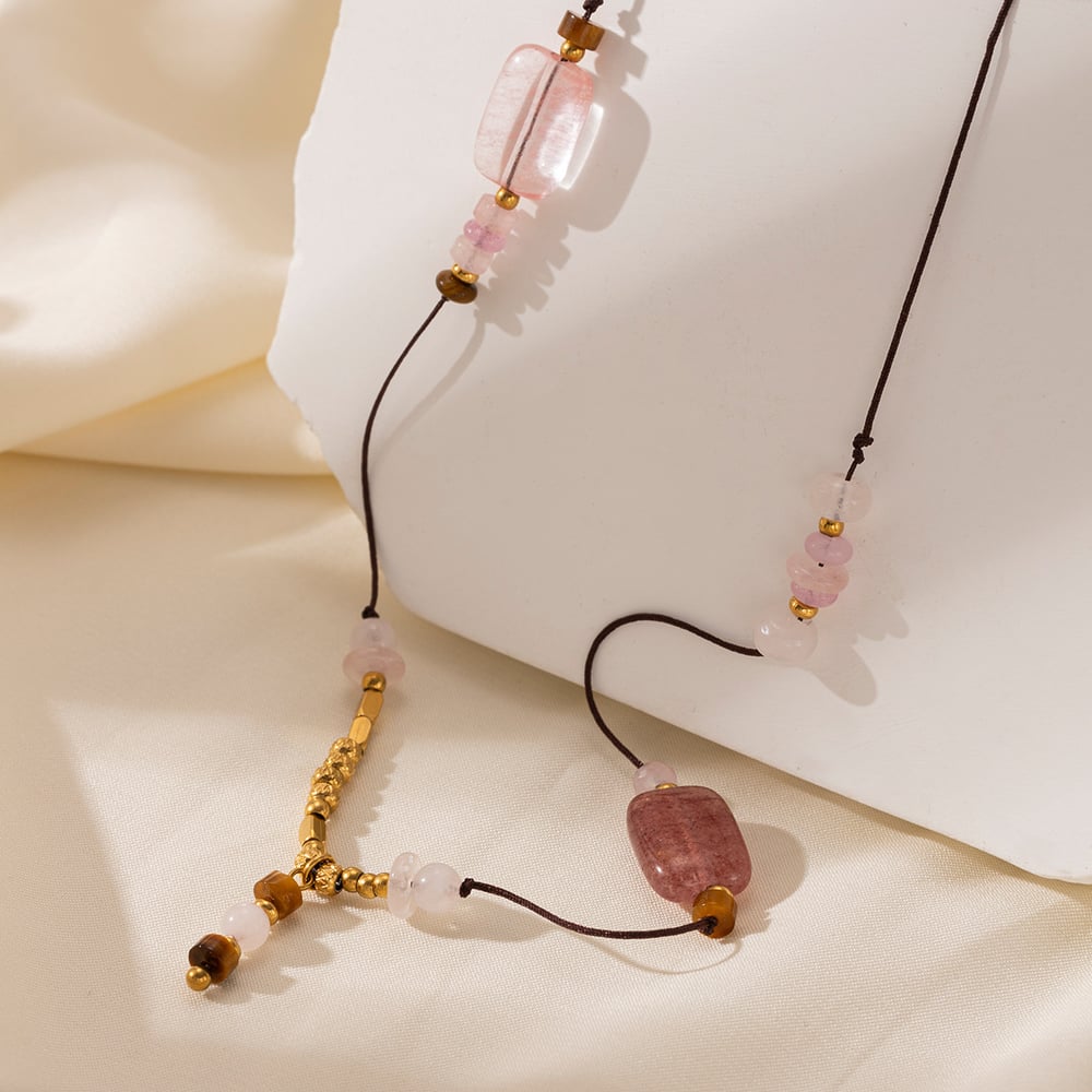1 Piece Natural Stone Beaded Necklace Picture4