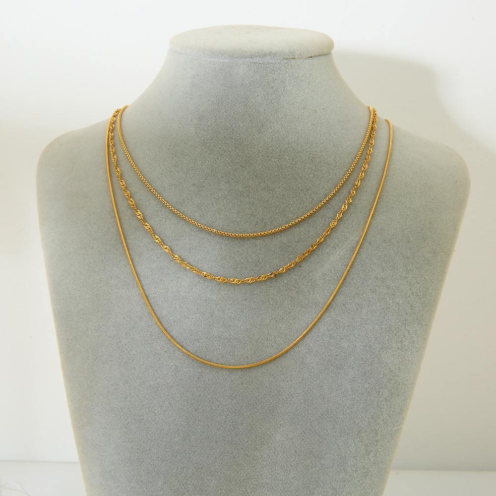 Multi-layered Daily Chain Stainless Steel  Women's Layered Necklaces h5Picture3