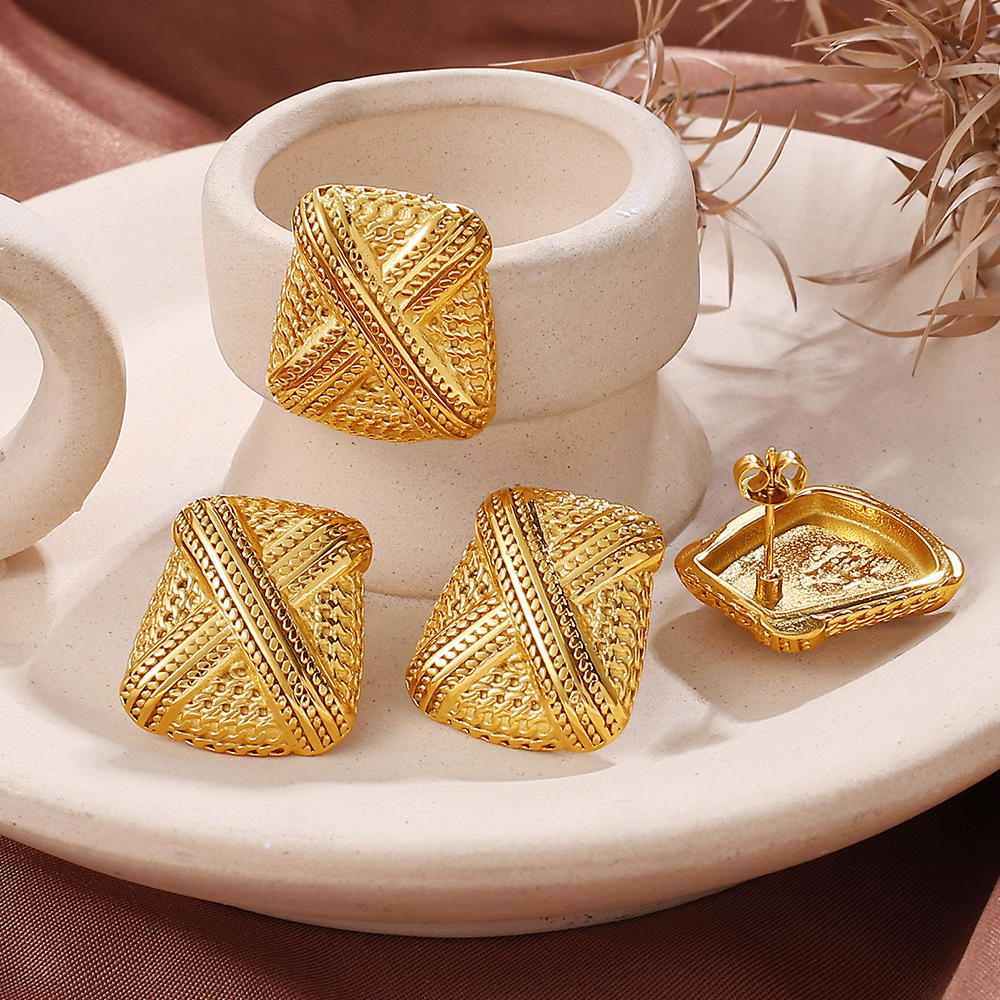 1 Pair Stainless Steel Gold Color Stud Earrings Picture3