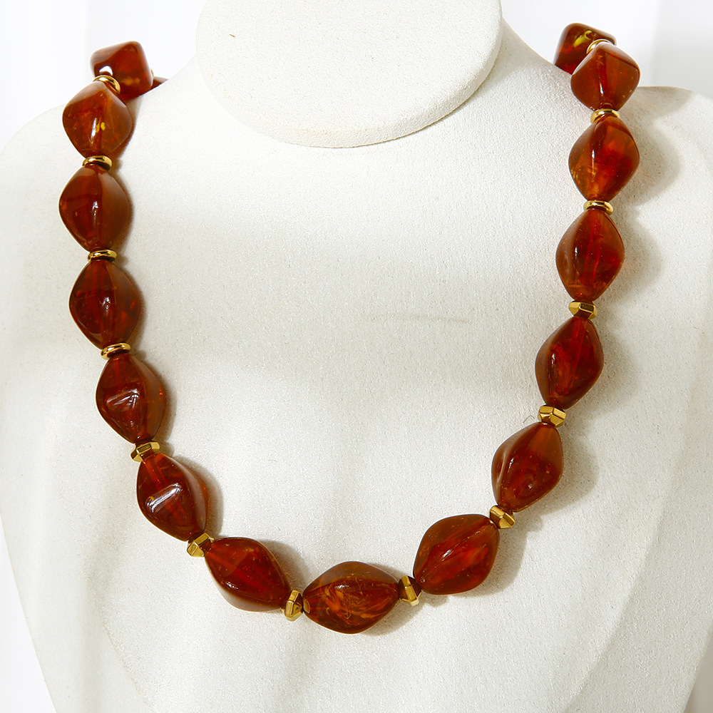 1 Piece Acrylic Irregular Beads Hematite Gold Color Necklace Picture4