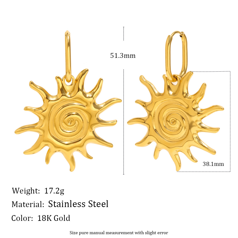 Classic Sun Stainless Steel Gold Color Women's Jewelry Sets h5Picture2