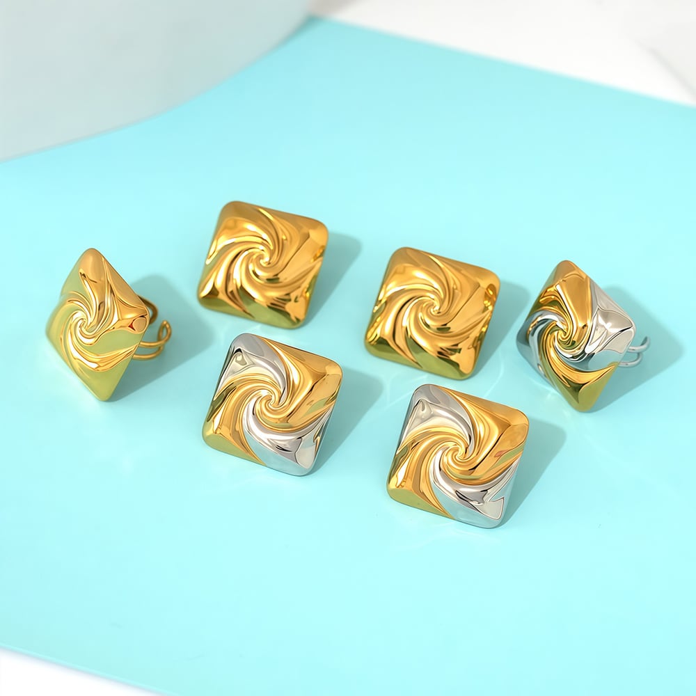 1 Pair Simple Thread Stainless Steel  Gold Color  Women‘s  Stud Earrings h5Picture4