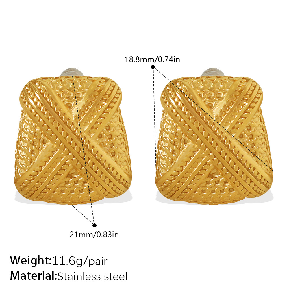 1 Pair Stainless Steel Gold Color Stud Earrings