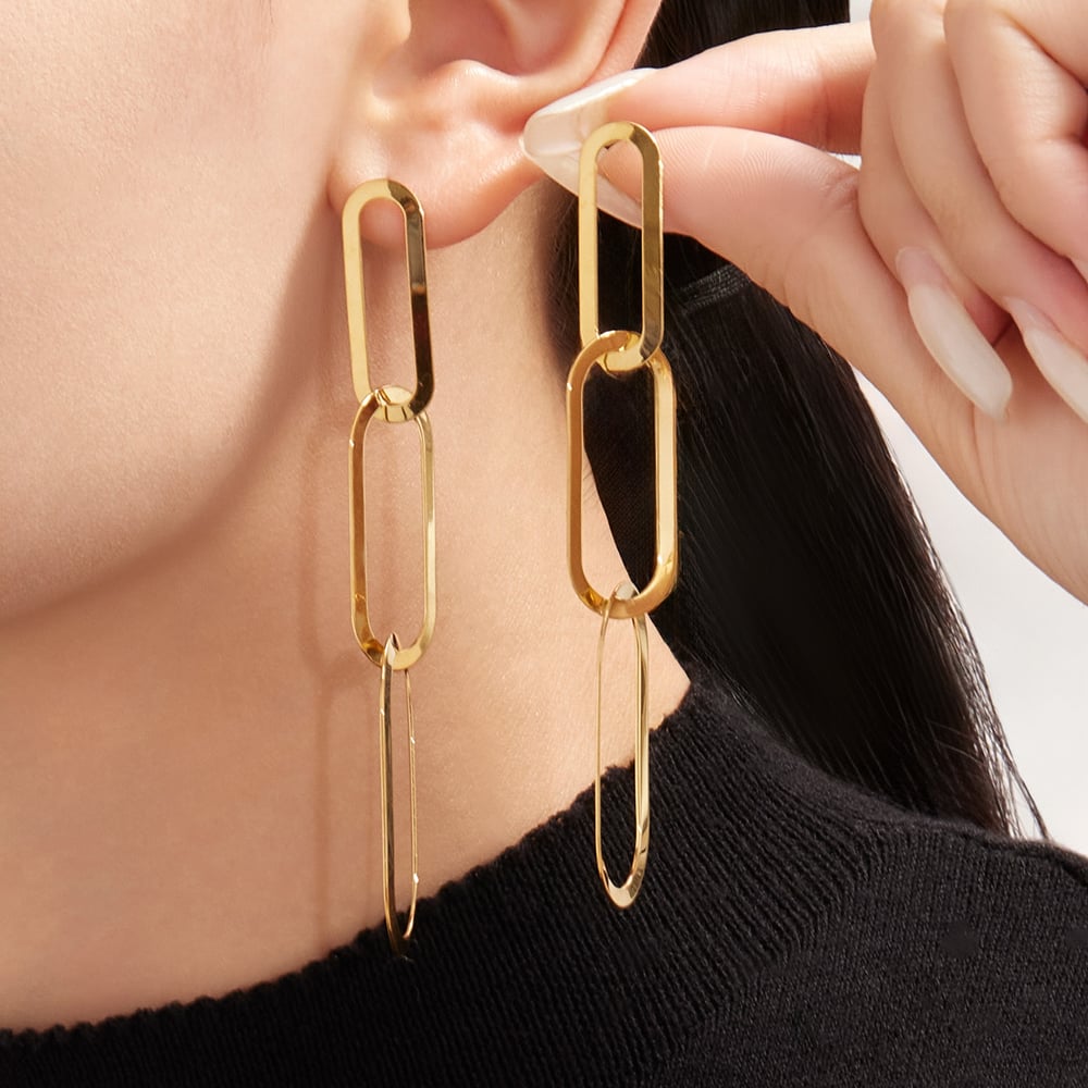 Simple Squircle Stainless Steel Gold Color Women's Jewelry Sets h5Picture3