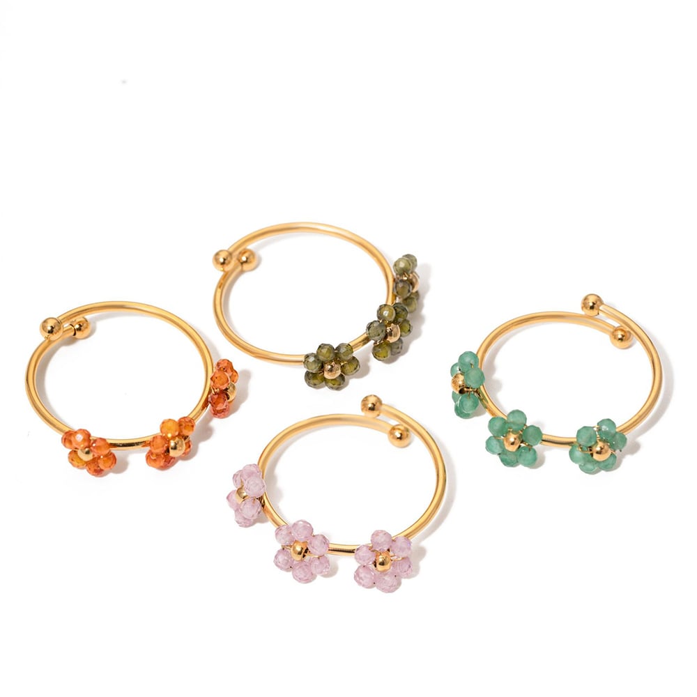1 Piece  Simple Flower Stainless Steel  Gold Color Women's Statement Rings h5Picture3