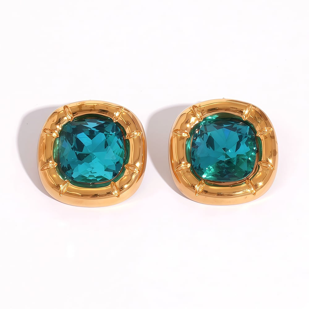 1 Pair Simple  Natural Rectangle Stainless Steel  Gold Color Women's Stud Earrings 