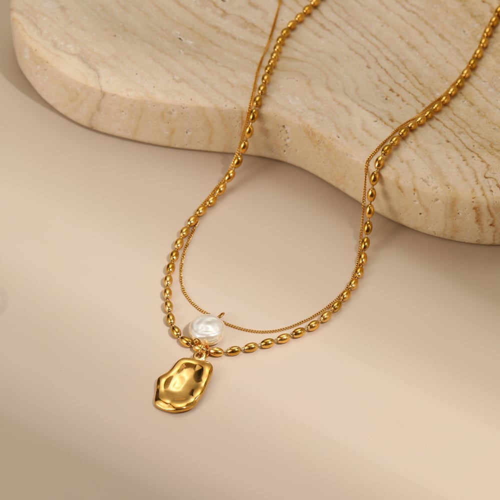 1 Piece Simple Elegant Irregular Shape Stainless Steel Women's Layered Necklaces h5Picture3