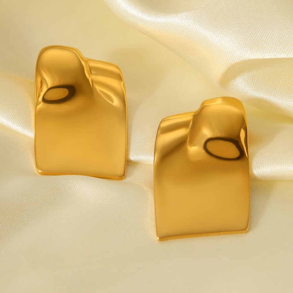 1 Paar tägliche rechteckige Ohrstecker aus Edelstahl in Goldfarbe für Damen h5Bild8