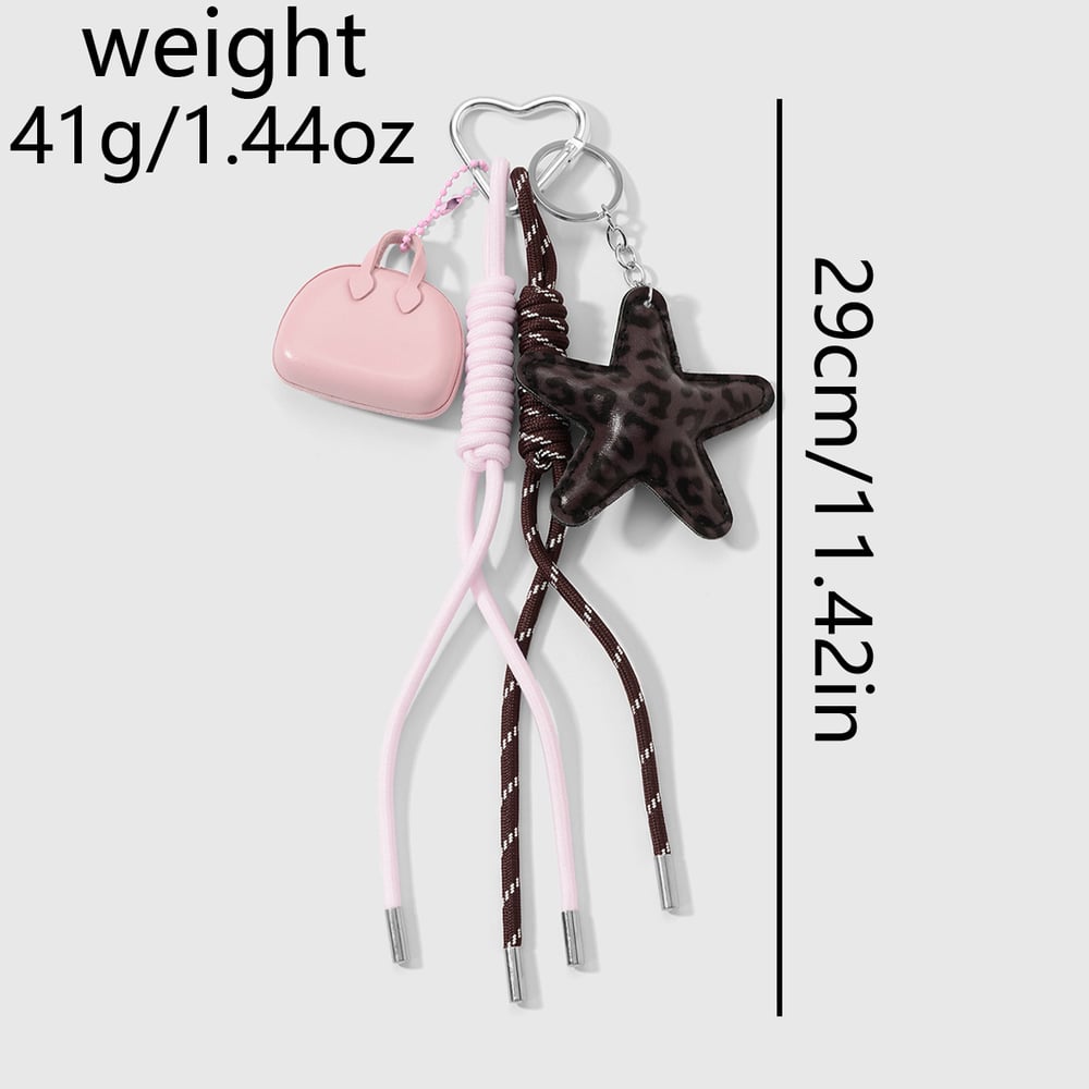1 PiecLeather Flower Leopard Print Star Bag Charm h5Picture2