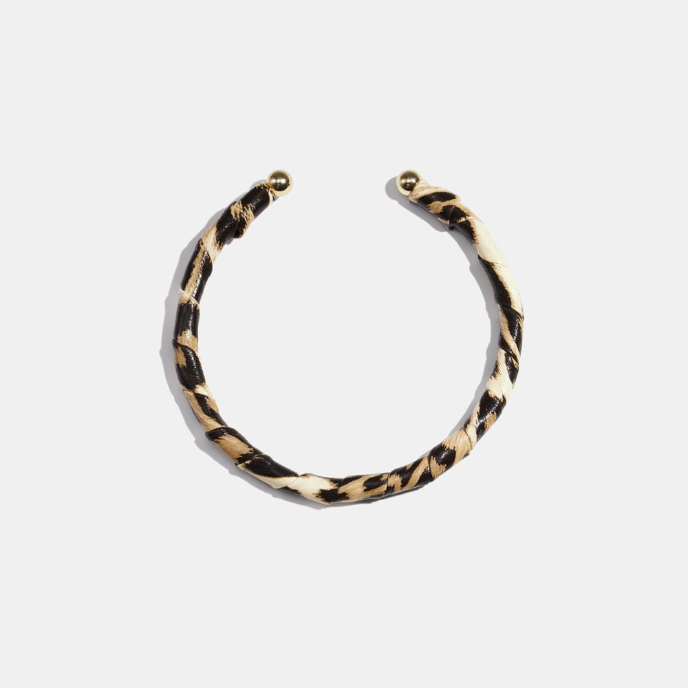1 Piece Retro Leopard leather Alloy Cuff Bracelet
