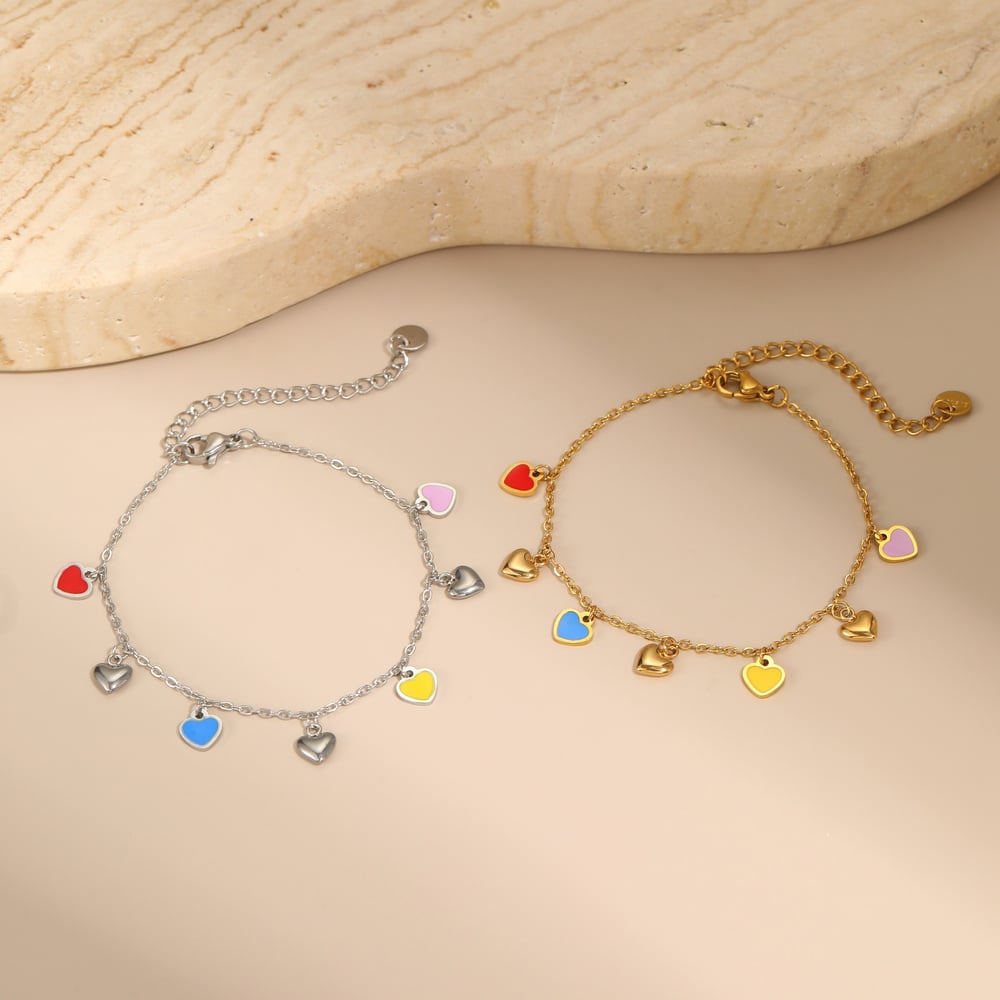 1 Piece Simple Series Sweet Heart Stainless Steel Women's Chain Bracelets h5Picture2
