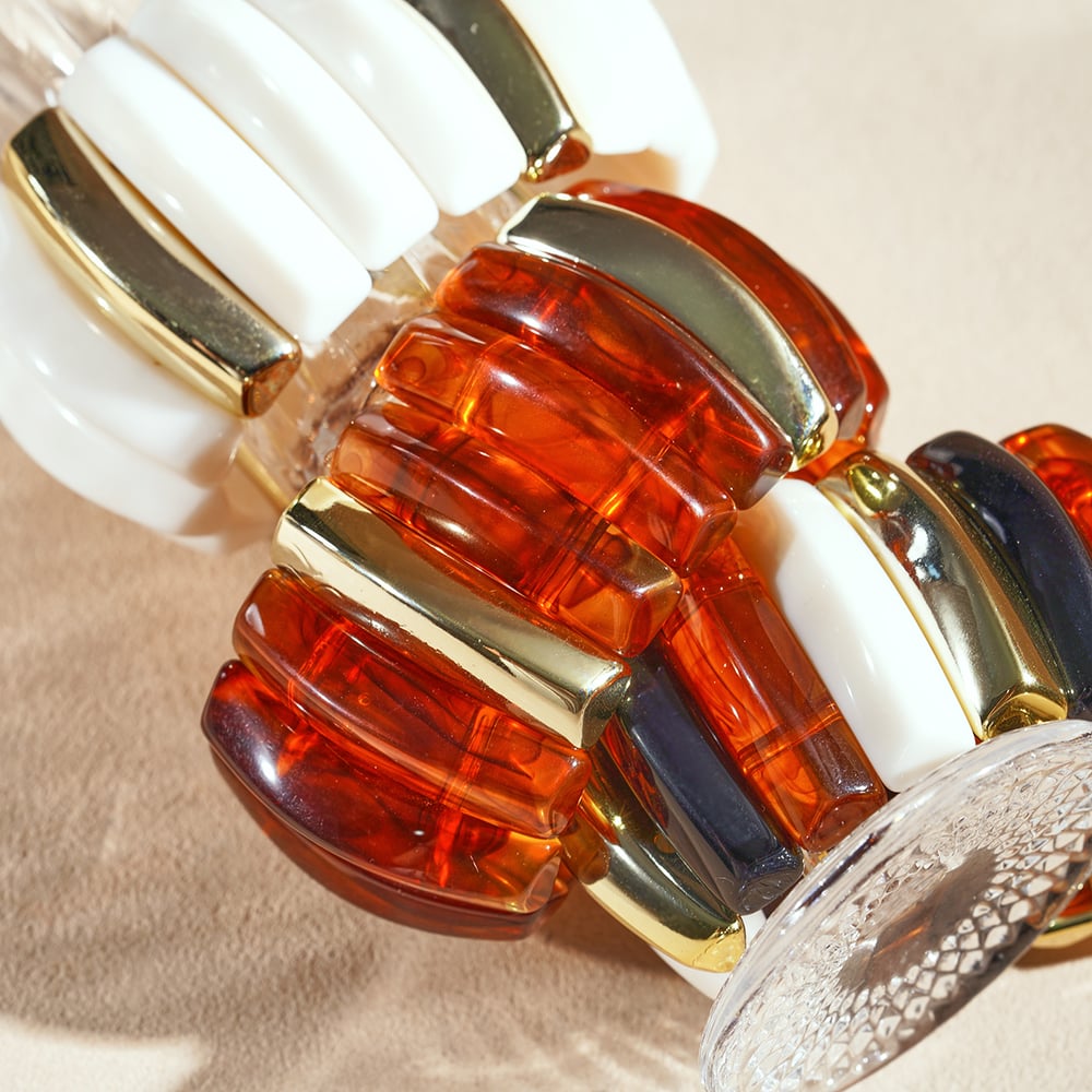 1 Piece Retro Style Blended Rectangular Beaded Acrylic Women's Bangles h5Picture5