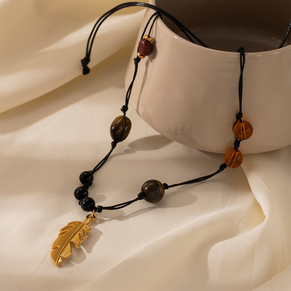 1 Piece Natural Stone Beaded Necklace Picture3