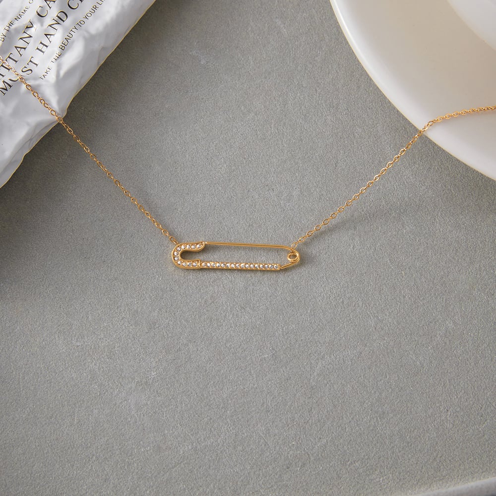 1 Piece Classic Paper-clip Stainless Steel Gold Color Women's Pendant Necklaces Picture5