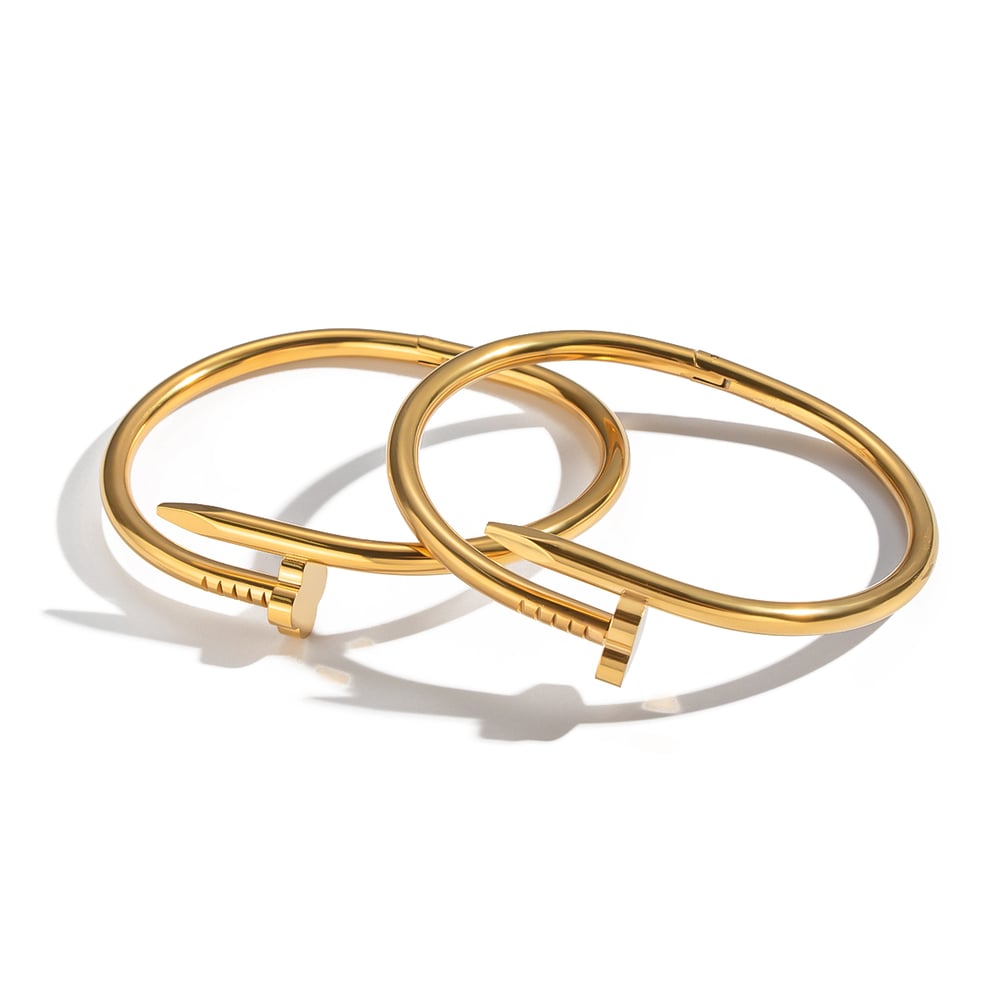 1 Piece Heart Clover Stainless Steel Gold Color Cuff Bracelet Picture6