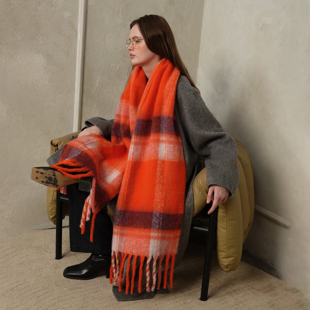 1 Stück einfache, weiche, karierte Polyester-Winterschals für Damen h5Bild3