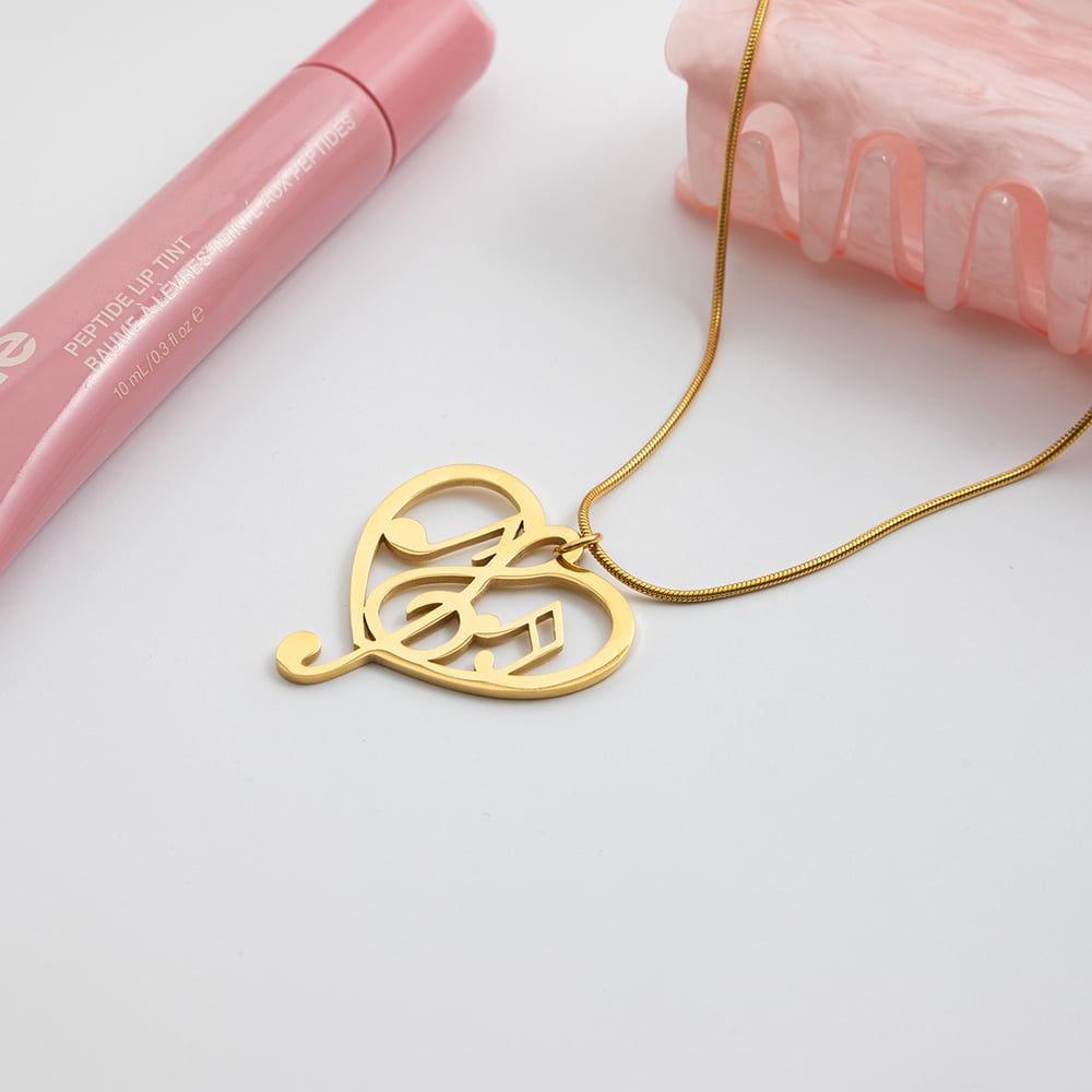 1 Piece Romantic Note Stainless Steel Gold Color Women's Pendant Necklaces h5Picture6