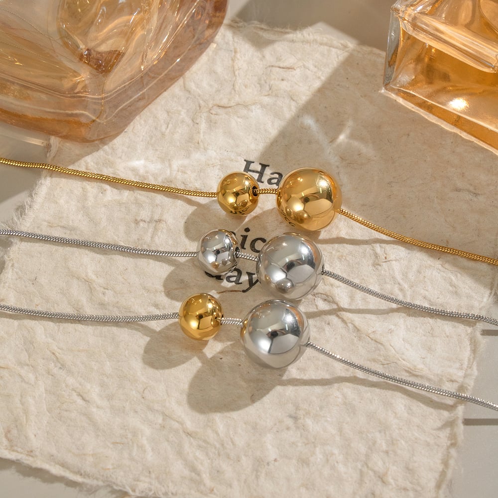 1 Stück Halskette mit Kugelanhänger aus Edelstahl Bild3