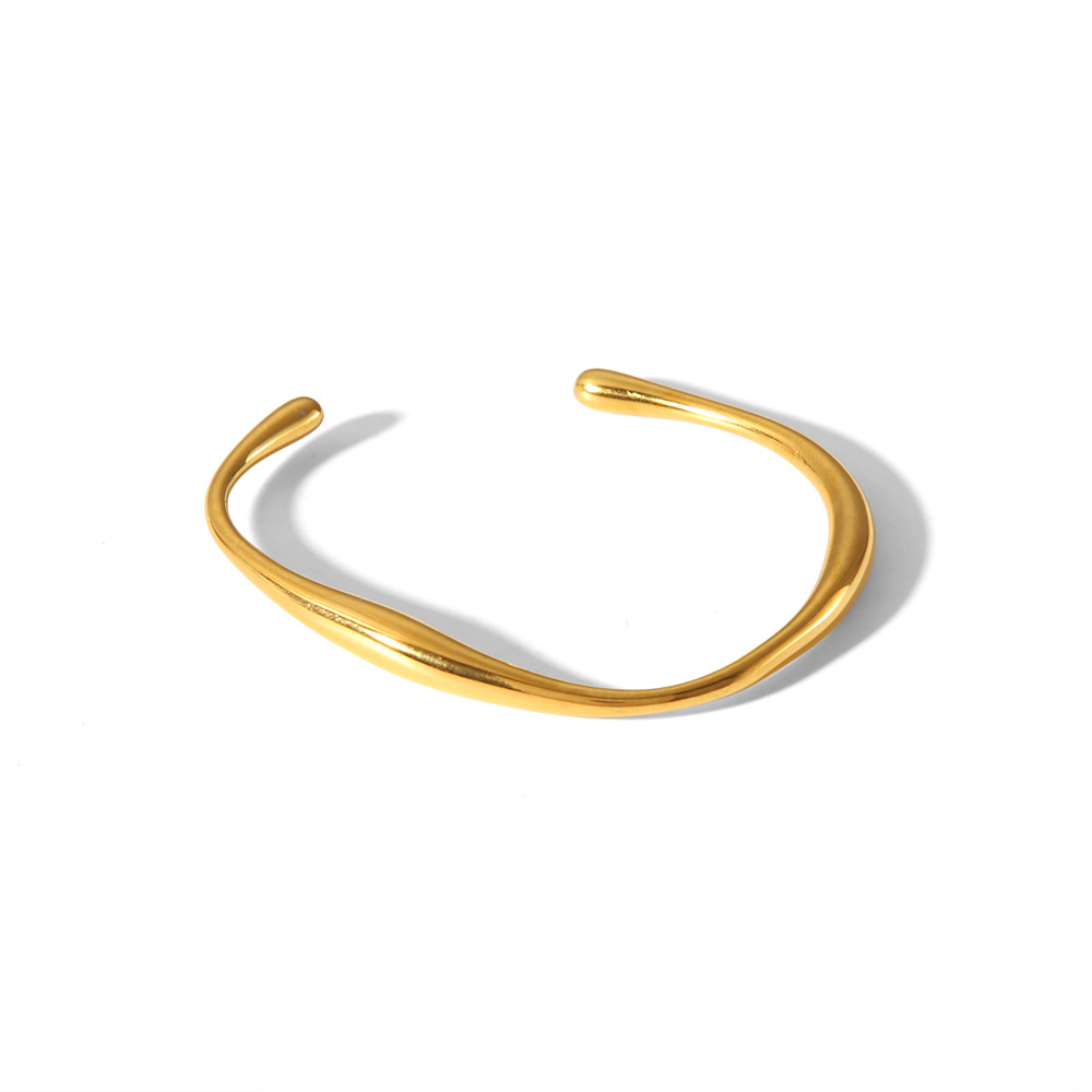 1 Piece Simple Irregular Shape Stainless Steel Gold Color Cuff Bracelet h5Picture4