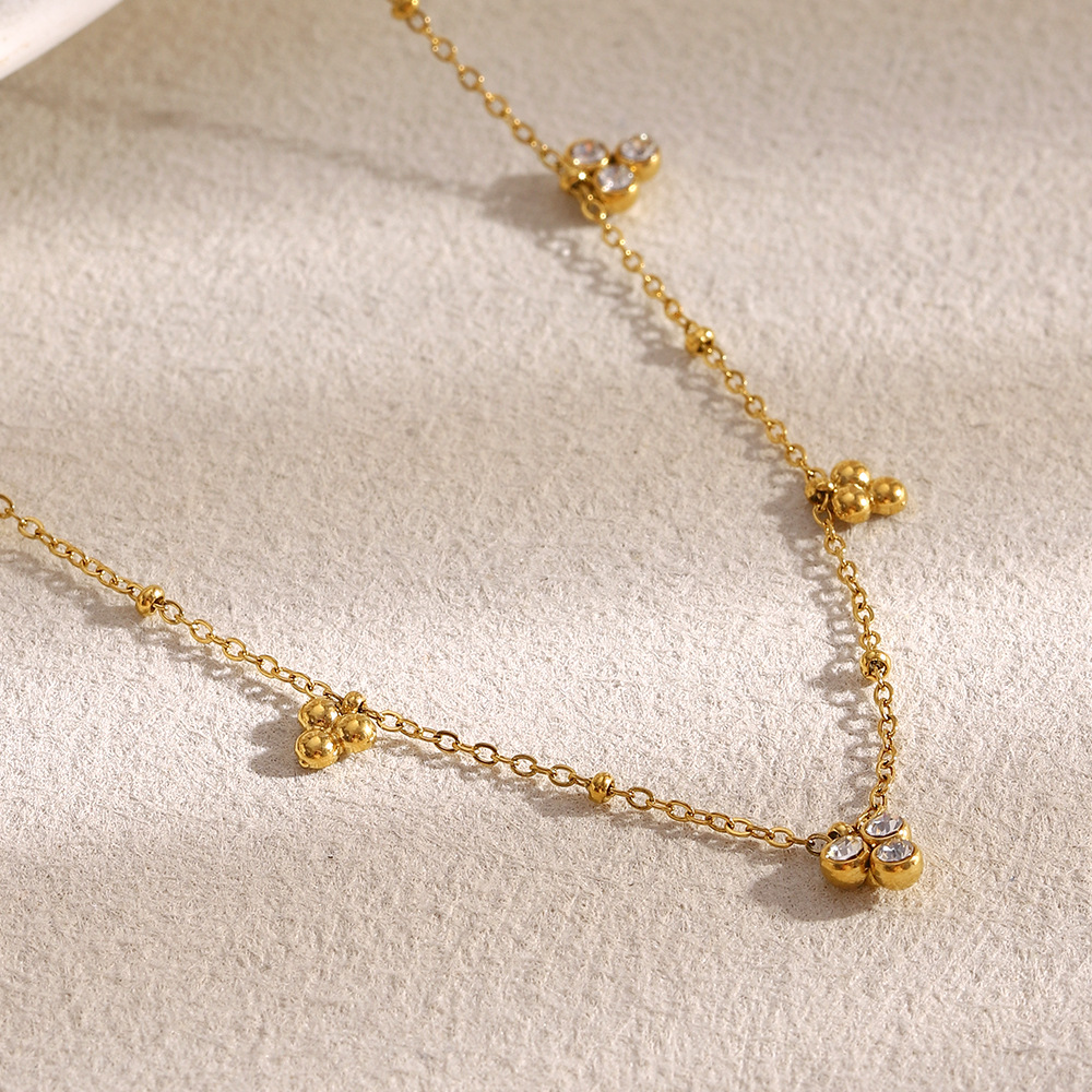 1 Stück einfache elegante Blume Edelstahl Gold Farbe Damen Kette Halsketten h5Bild2