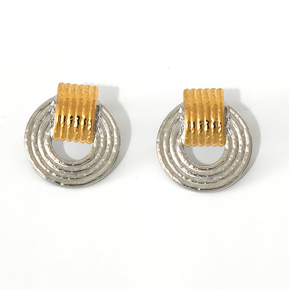 1 Pair of Elegant Multi Colored Round Stainless Steel Woemn's Stud Earrings