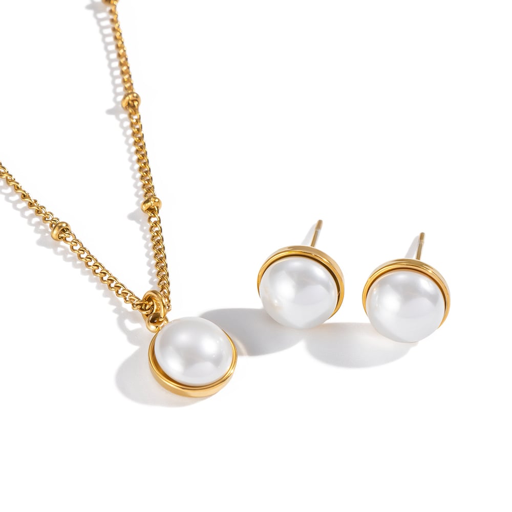 Daily Circle Stainless Steel Gold Color Women's Jewelry Sets h5Picture5