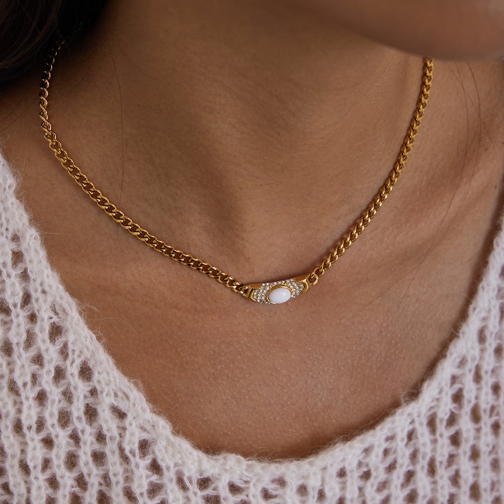 1 Piece Vintage Circle Stainless Steel Gold Color Women's Pendant Necklaces h5Picture5