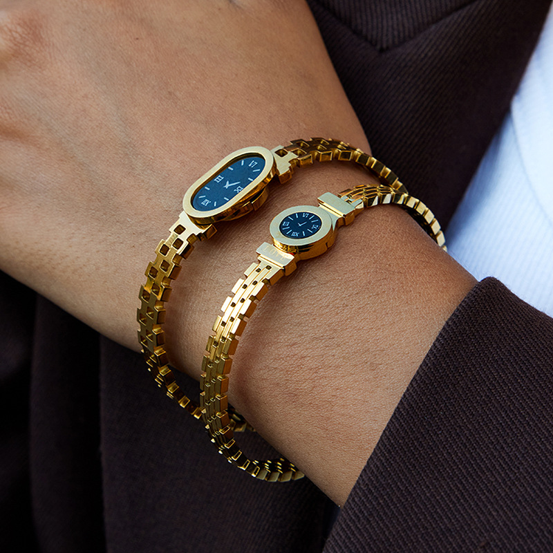 1 Piece Simple Oval Stainless Steel Gold Color Women's Bangles h5Picture3