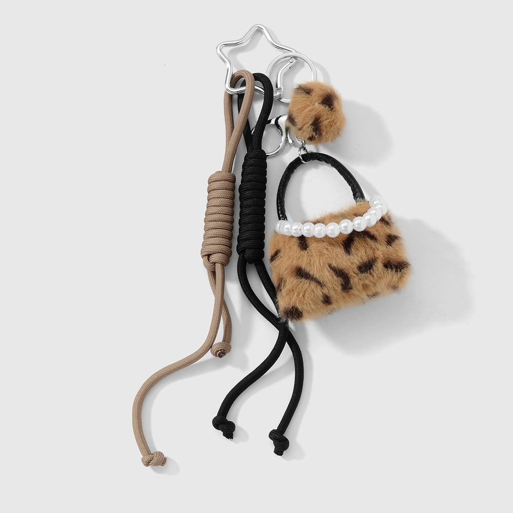 1 Piece Leopard Plush Ball Bag Charm