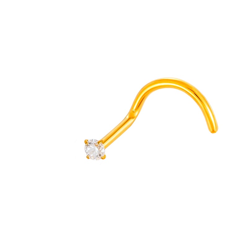 1 Piece Circle Titanium Alloy Gold Color Zircon Nose Stud