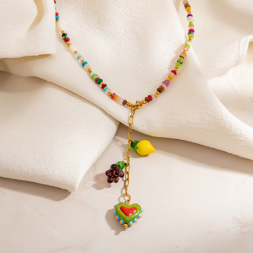 1 Piece Sweet Color Blocking Grape Fruit  Women's Beaded Necklaces Picture3