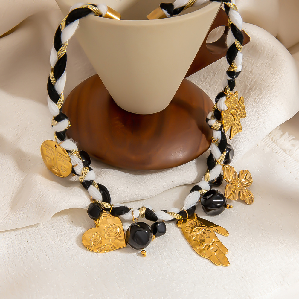 1 Piece Luxurious Simple Irregular Shape Patchwork Braided Rope  Women's Pendant Necklaces Picture3