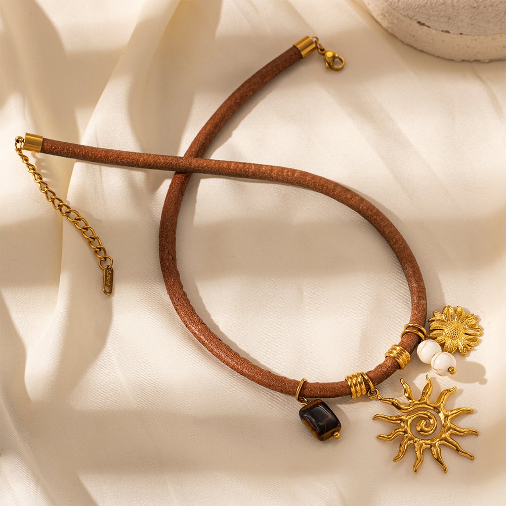 1 Piece Heart Sun Stainless Steel  Gold Color Pendant Necklace Picture3