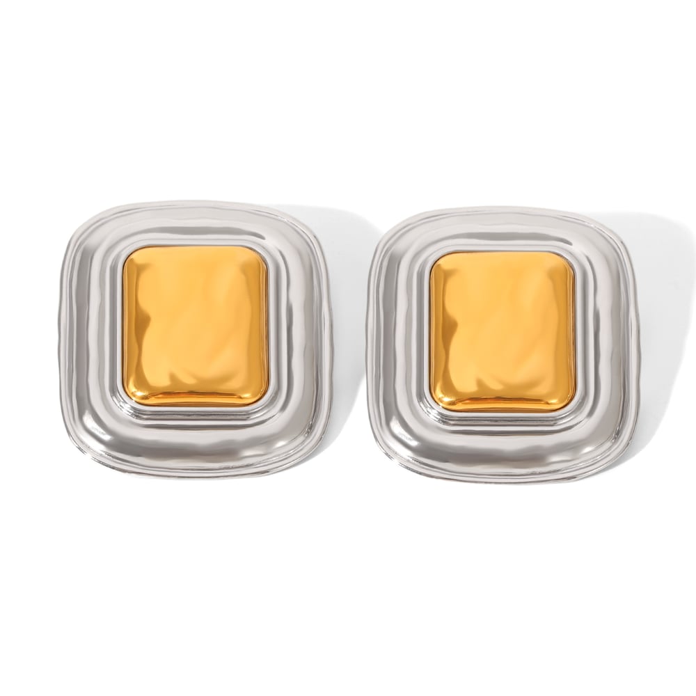 1 Paar gemischte Gold- und Silberfarbene Edelstahl-Ohrstecker für Damen