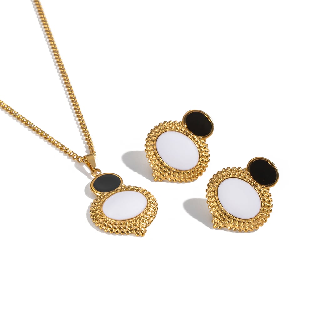 Elegant Patchwork Stainless Steel Gold Color Necklace Set Picture6