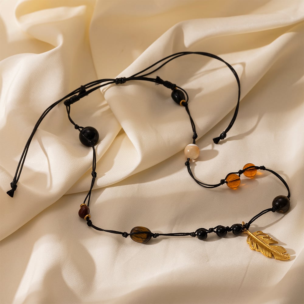 1 Piece Natural Stone Beaded Necklace Picture4