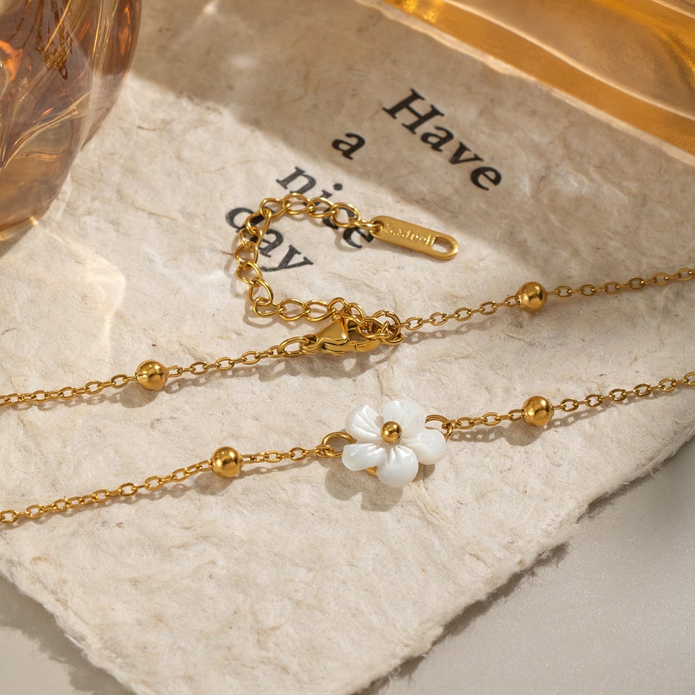 1 Piece Shell Flower Stainless Steel Gold Color Charm Necklace Picture4