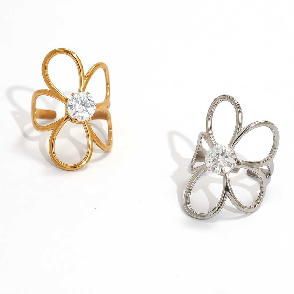 1 Piece Simple Series Daily Flower Stainless Steel  Women's  Statement Rings Picture9