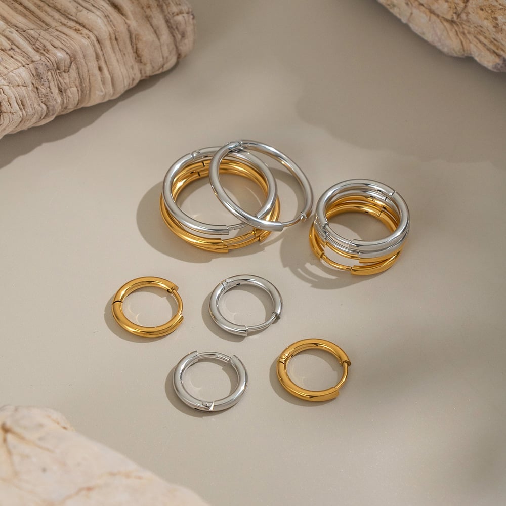 1 Pair Stainless Steel Gold Color Basic Hoop Earrings Picture3