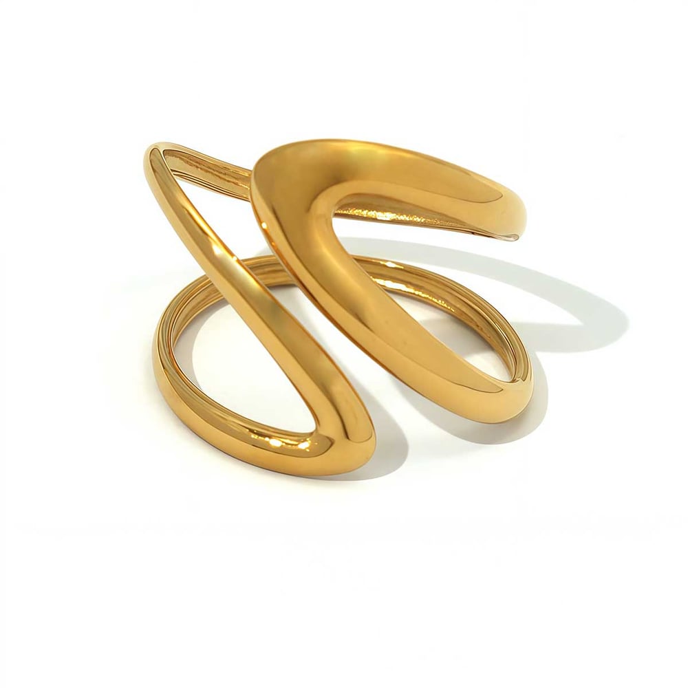 1 Piece  Retro Irregular Shape Stainless Steel  Gold Color  Women's Statement Rings 