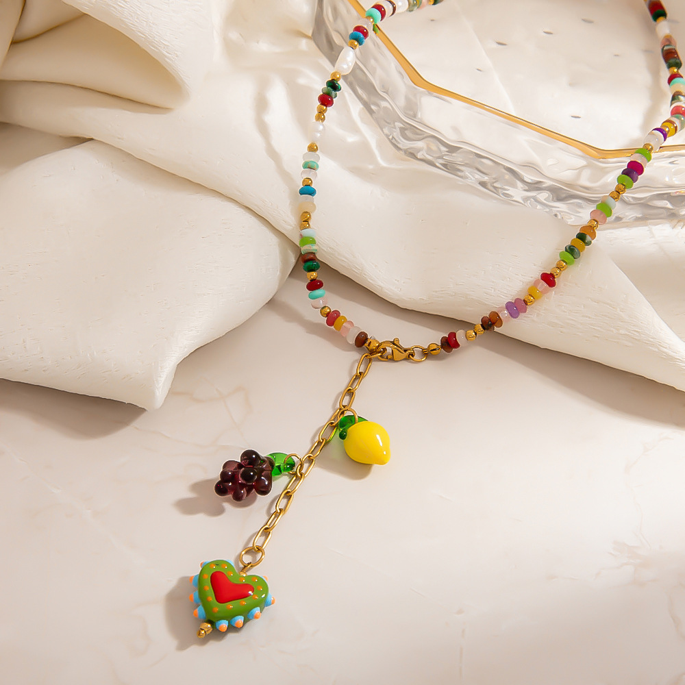 1 Piece Sweet Color Blocking Grape Fruit  Women's Beaded Necklaces Picture5