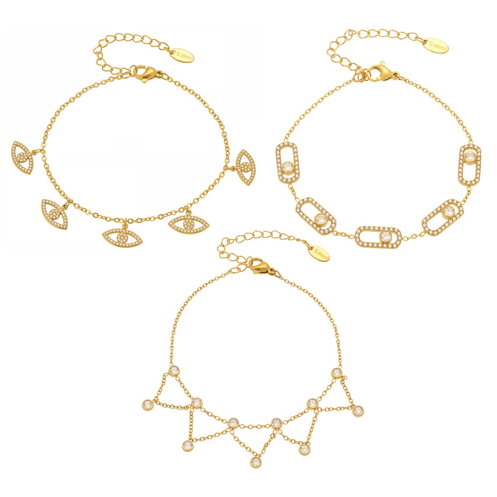 1 Piece Classic Letter Stainless Steel Gold Color Zircon Women's Charm Bracelets Picture7