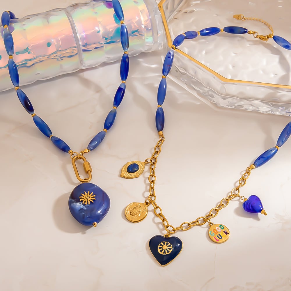 1 Stück klassische unregelmäßige Herzform aus Harz und Naturstein für Damen mit Perlen h5Bild3